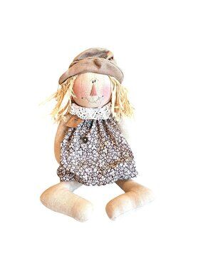 Honey & Me Amy Girl Scarecrow Plush Shelf Sitter Doll Plush